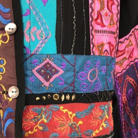 Chico's Colorful Multi Media Button Down Shirts Size 2 US M - Picture 4 of 14